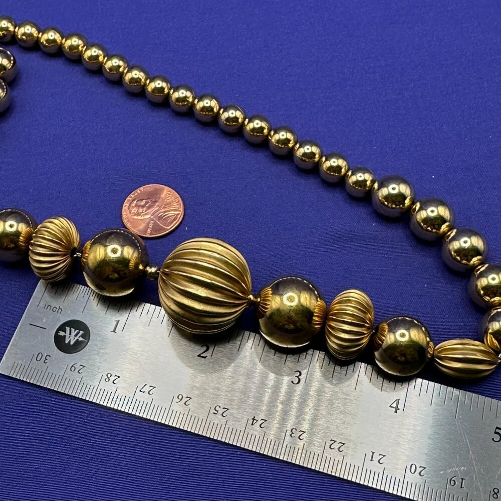 VTG Napier Chunky Gold-Tone Bead Necklace 1980s - Picture 8 of 14